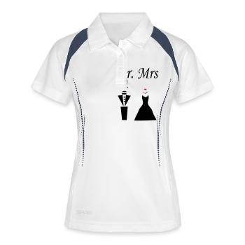 mrmrs_222 - Frauen Polo atmungsaktiv - Weiß/Navy - Vorne