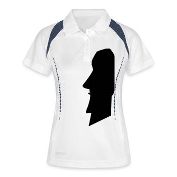 moai_02 - Polo respirant Femme - blanc/marine - Devant