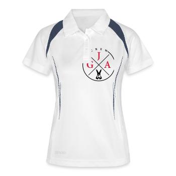 jga crew bier - Frauen Polo atmungsaktiv - Weiß/Navy - Vorne