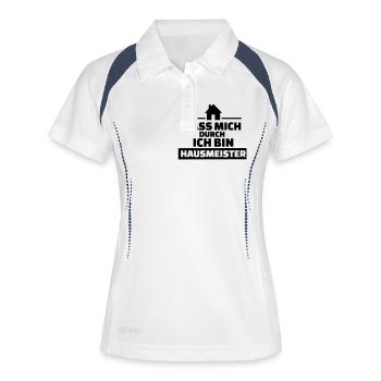 Hausmeister - Frauen Polo atmungsaktiv - Weiß/Navy - Vorne