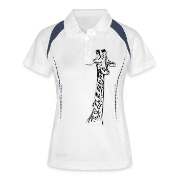 Vintage Vector Giraffe - Frauen Polo atmungsaktiv - Weiß/Navy - Vorne