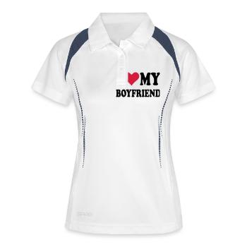 Boyfriend - Freund - Frauen Polo atmungsaktiv - Weiß/Navy - Vorne