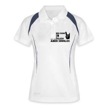 ein leben ohne metal - Frauen Polo atmungsaktiv - Weiß/Navy - Vorne