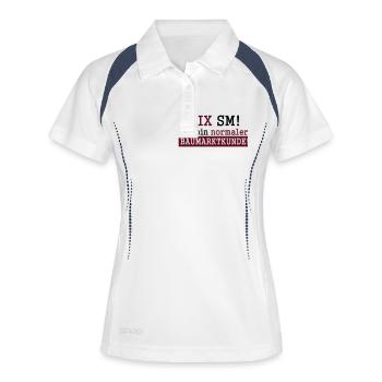 Nix SM! Ich bin normaler Baumarktkunde - Frauen Polo atmungsaktiv - Weiß/Navy - Vorne