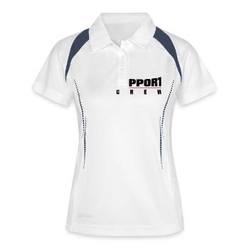 Support Crew - Frauen Polo atmungsaktiv - Weiß/Navy - Vorne