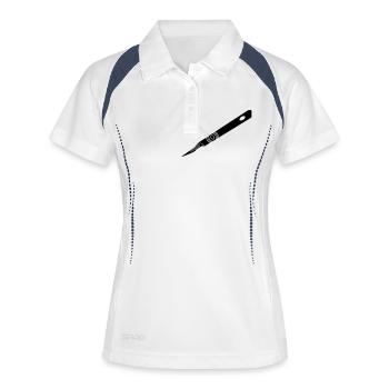 Skalpell_bs3 - Frauen Polo atmungsaktiv - Weiß/Navy - Vorne