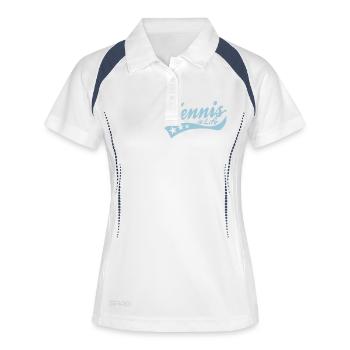 tennis is life - retro - Frauen Polo atmungsaktiv - Weiß/Navy - Vorne