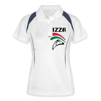 Pizza (3c) - Frauen Polo atmungsaktiv - Weiß/Navy - Vorne