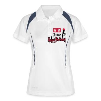 geburtstag_60 - Polo respirant Femme - blanc/marine - Devant