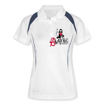 anarchiste - Polo respirant Femme - blanc/marine - Devant