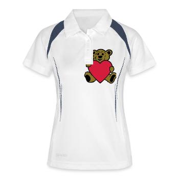 baer bär teddy teddybär - Frauen Polo atmungsaktiv - Weiß/Navy - Vorne