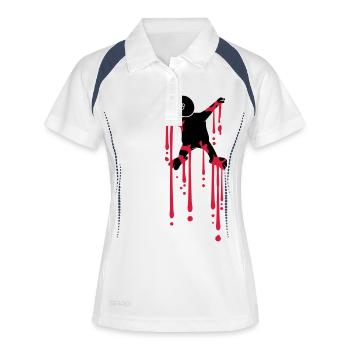 blut tropfen dabbing graffiti silhouette tanzen da - Frauen Polo atmungsaktiv - Weiß/Navy - Vorne