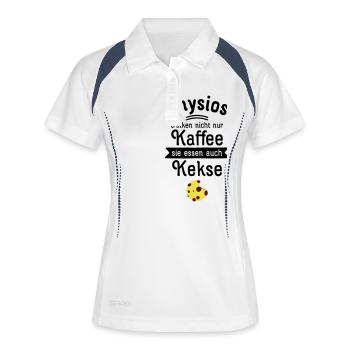 Physios Trinken Nicht Nur Kaffee... - Frauen Polo atmungsaktiv - Weiß/Navy - Vorne