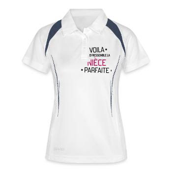Nichte / Neffe / Onkel / Tante - Frauen Polo atmungsaktiv - Weiß/Navy - Vorne