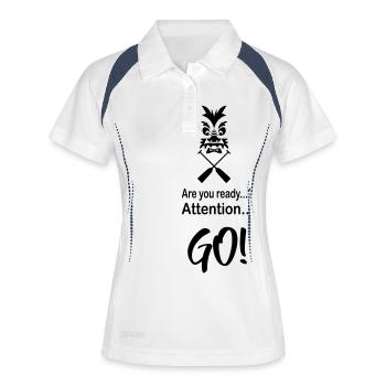 Drachenboot Start Ziel Attention Go 1c - Frauen Polo atmungsaktiv - Weiß/Navy - Vorne