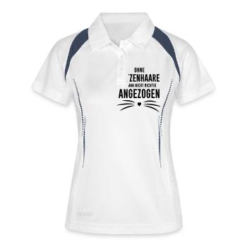 Katzenhaare Katzen Cat T-Shirts - Frauen Polo atmungsaktiv - Weiß/Navy - Vorne