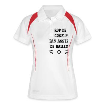Trop de cons pas assez de balles - Humour Connards - Polo respirant Femme - blanc/marine - Devant