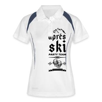 apres ski team beer - Frauen Polo atmungsaktiv - Weiß/Navy - Vorne