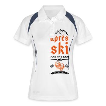 apres ski team beer - Frauen Polo atmungsaktiv - Weiß/Navy - Vorne