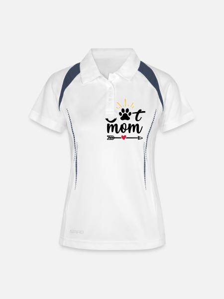 Cat mom - Women's Polo breathable - white/navy