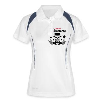 Team Groom Lustig - Frauen Polo atmungsaktiv - Weiß/Navy - Vorne
