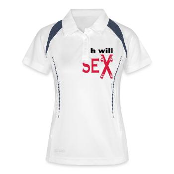 Ich Will Sex - BDSM - zweifärbig - Frauen Polo atmungsaktiv - Weiß/Navy - Vorne