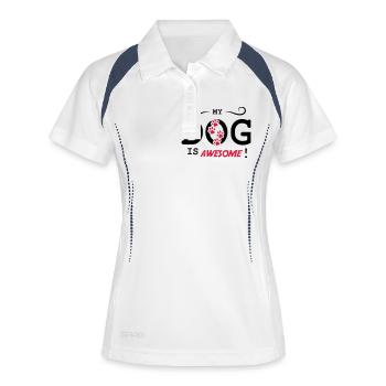 Mon chien est génial - Polo respirant Femme - blanc/marine - Devant