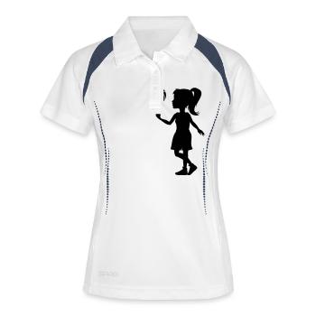 Basketball Girl - Frauen Polo atmungsaktiv - Weiß/Navy - Vorne