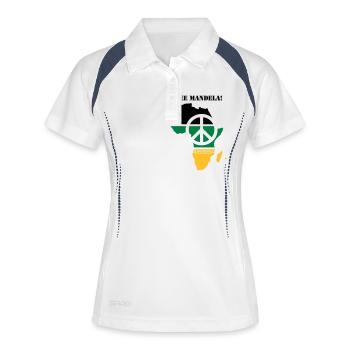 free mandela - Frauen Polo atmungsaktiv - Weiß/Navy - Vorne