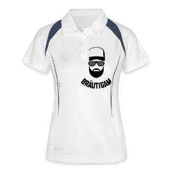 BRÄUTIGAM HIPSTER - Frauen Polo atmungsaktiv - Weiß/Navy - Vorne