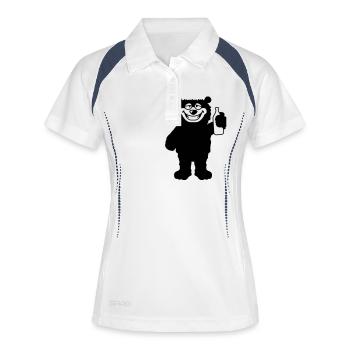 drunk_bear - Frauen Polo atmungsaktiv - Weiß/Navy - Vorne