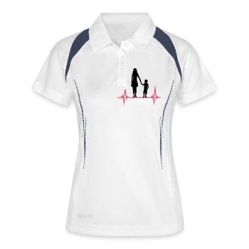 Mama Sohn Puls - Frauen Polo atmungsaktiv - Weiß/Navy - Vorne