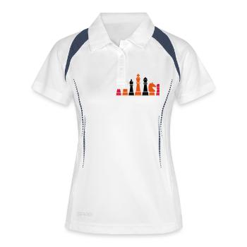 schachfiguren_2 - Polo respirant Femme - blanc/marine - Devant