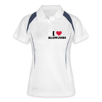 I Love Blowjobs - Frauen Polo atmungsaktiv - Weiß/Navy - Vorne
