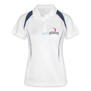 [Parapente] - Polo respirant Femme - blanc/marine - Devant