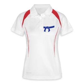 Gürtel Kampfsport - Frauen Polo atmungsaktiv - Weiß/Navy - Vorne