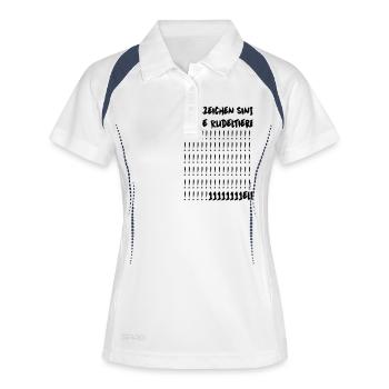 Satzzeichen sind keine Rudeltiere 11elf - Frauen Polo atmungsaktiv - Weiß/Navy - Vorne
