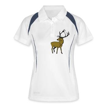 Edler Hirsch - Frauen Polo atmungsaktiv - Weiß/Navy - Vorne