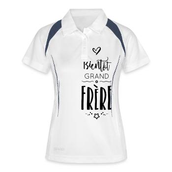 BIENTÔT GRAND FRÈRE - Polo respirant Femme - blanc/marine - Devant