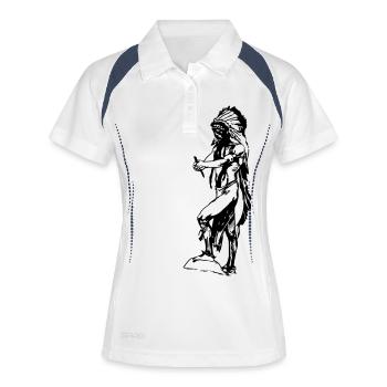 Amérique indienne idée cadeau indigène - Polo respirant Femme - blanc/marine - Devant