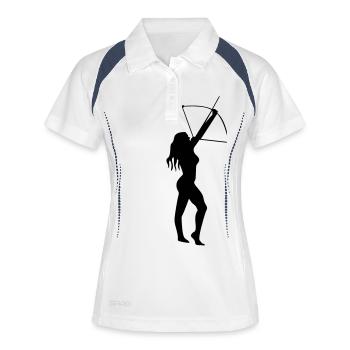 Archery female de - Frauen Polo atmungsaktiv - Weiß/Navy - Vorne
