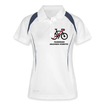 Fahrräder anlehnen verboten - Frauen Polo atmungsaktiv - Weiß/Navy - Vorne