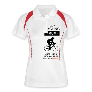 Cycling Mum Radfahren Mutter - Frauen Polo atmungsaktiv - Weiß/Navy - Vorne