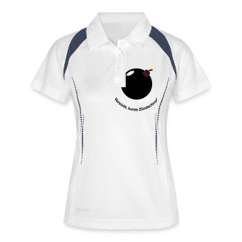 Vorsicht - kurze Zündschnur! - Frauen Polo atmungsaktiv - Weiß/Navy - Vorne