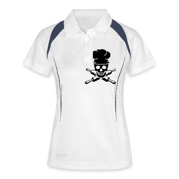crâne Crâne de chef cuisinier - Polo respirant Femme - blanc/marine - Devant
