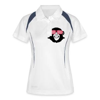 monkey_shades_op2 - Frauen Polo atmungsaktiv - Weiß/Navy - Vorne