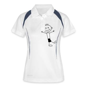 Cute Happy Boy - Polo respirant Femme - blanc/marine - Devant