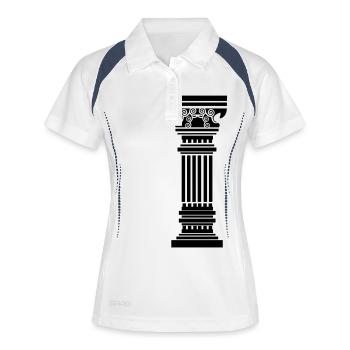 antike_saeule - Frauen Polo atmungsaktiv - Weiß/Navy - Vorne