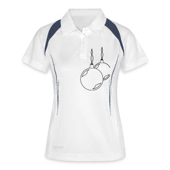 zwei Weihnachtskugeln - Frauen Polo atmungsaktiv - Weiß/Navy - Vorne