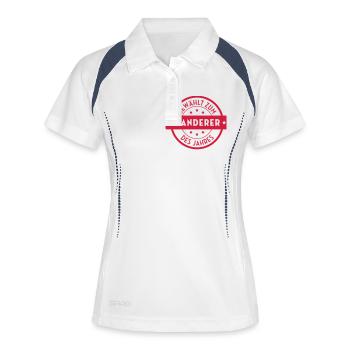Wanderer / Wanderin / Wandern / Treck / Steigen - Frauen Polo atmungsaktiv - Weiß/Navy - Vorne